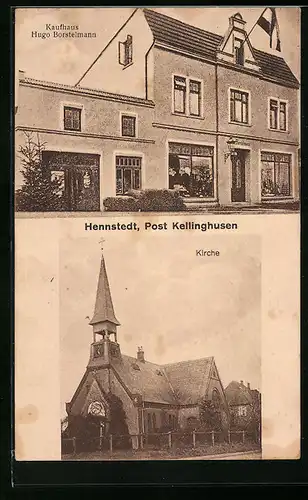 AK Hennstedt, Kaufhaus Hugo Borstelmann, Kirche