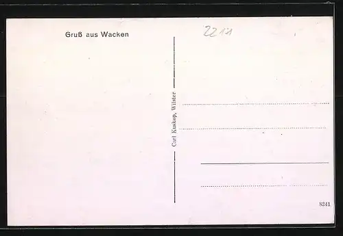 AK Wacken, Geschäft von Ernst Reimers, Pastorat, Kirche