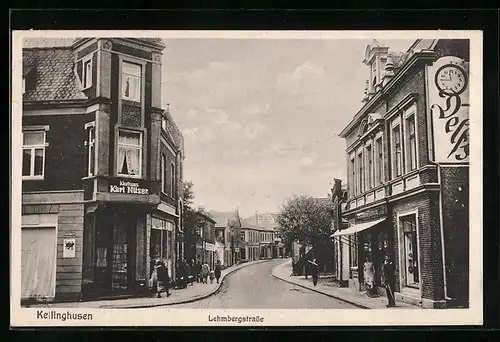 AK Kellinghusen, Lehmbergstrasse mit Kaufhaus Karl Nüser