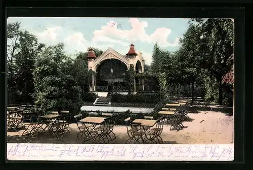 AK Hamburg-Langenfelde, Gasthaus Langenfelder Hof, Paradies, Gartenansicht mit Bühne
