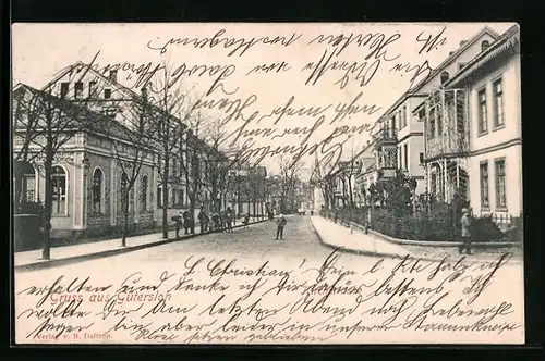 AK Gütersloh, Kirchstrasse mit Gasthaus