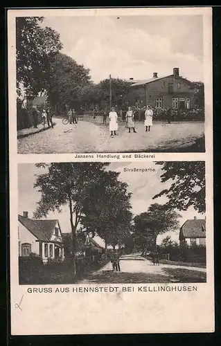 AK Hennstedt, Jansens Handlung und Bäckerei, Strassenpartie