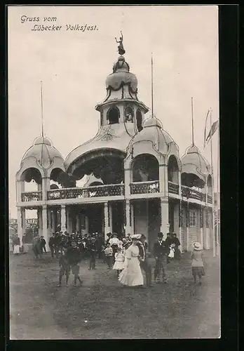 AK Lübeck, Volksfest, Festpavillon auf dem Festplatz