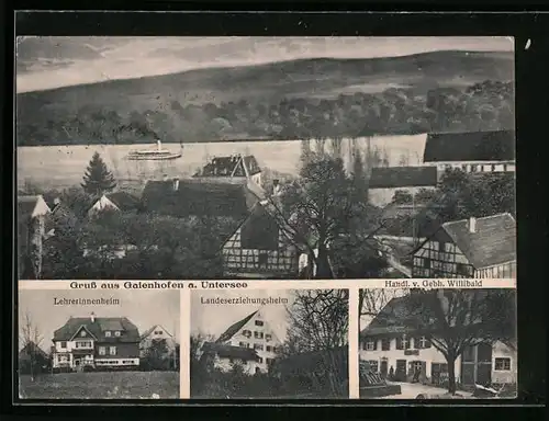 AK Gaienhofen a. Untersee, Ortsansicht, Lehrerinnenheim, Landeserziehungsheim, Handl. v. Gebh. Willibald