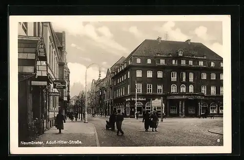 AK Neumünster, Strasse, Bahnhofs-Hotel