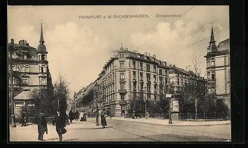 AK Frankfurt a. M.-Sachsenhausen, Partie vom Schweizerplatz