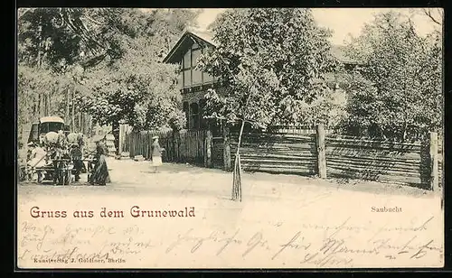 AK Berlin-Grunewald, Gasthaus Saubucht mit Strassentischen