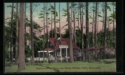 AK Berlin-Grunewald, Gasthof Waldhaus am Kaiser Wilhelm-Turm, Gartenansicht