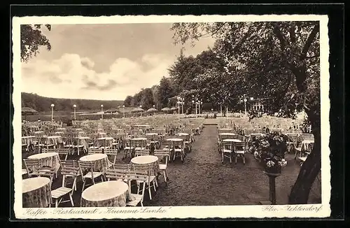 AK Berlin-Zehlendorf, Kaffee-Restaurant Krumme Lanke, Gartenansicht