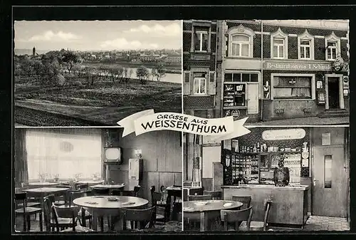 AK Weissenthurm bei Koblenz /Rh., Gasthof Joh. Schmalenbach Wwe., Ortsansicht von einem Feld aus