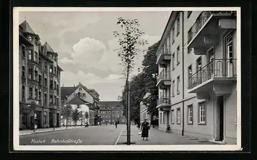 AK Rastatt, Blick auf Bahnhofstrasse