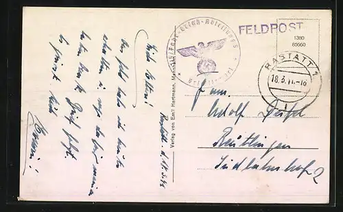 AK Rastatt, Blick auf Bahnhofstrasse