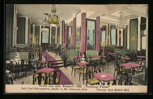 AK Berlin, Konzert-Café Wedding-Palast, Inh. Carl Sittsamstein, Müllerstr. 182 /3