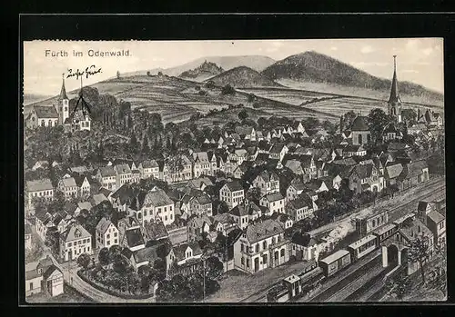 AK Fürth im Odenwald, Ortsansicht aus der Vogelschau
