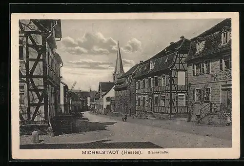 AK Michelstadt /Hessen, Braunstrasse mit Bäckerei