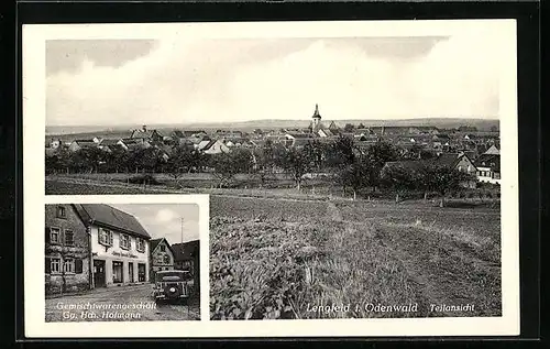 AK Lengfeld i. Odenwald, Teilansicht und Gemischtwarengeschäft Gg. Hch. Hofmann