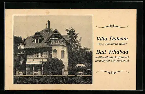 AK Bad Wildbad, Gasthaus Villa Daheim, Bes. Elisabeth Keller