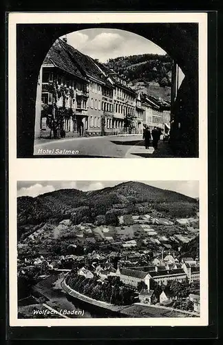 AK Wolfach /Baden, Ortsansicht, Hotel Salmen