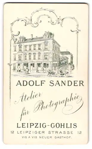 Fotografie Adolf Sander, Leipzig, Ansicht Leipzig-Gohlis, Foto-Atelier Leipzigerstrasse 12, Rückseitig Frauen Portrait