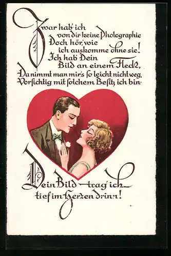 AK Dein Bild trag ich tief im Herzen drinn, Herz