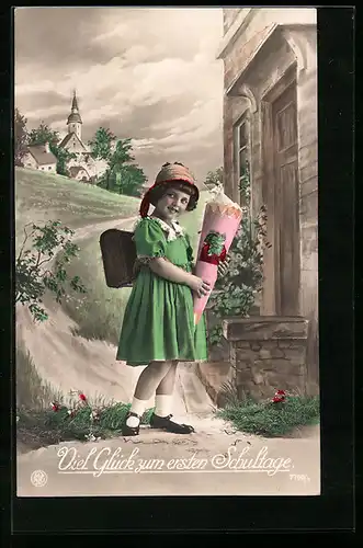 AK Viel Glück zum ersten Schultage, Schulanfang