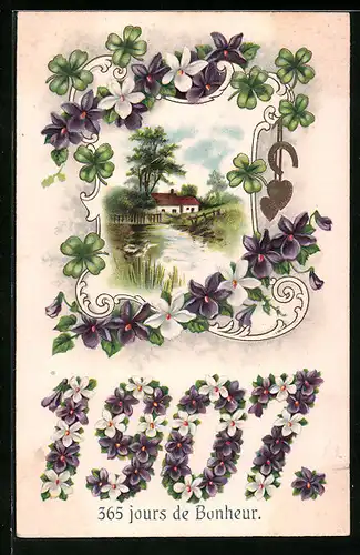 AK Jahreszahl 1907, 365 jours de Bonheur
