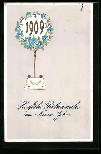 AK Glückwunsch zum neuen Jahre, Jahreszahl 1909