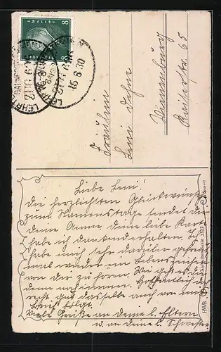 AK Mädchen mit Blumenstrauss zum Namenstag