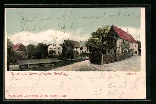 AK Dresden-Rockau, Blick auf Dorfplatz