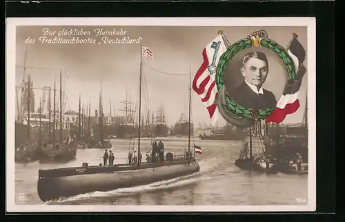 AK Glückliche Heimkehr des U-Frachtschiffes Deutschland
