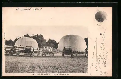 AK Camp de Chalone, Parc d`Aérostation, Ballon