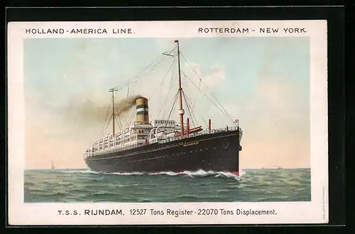 AK Passagierschiff TSS Rijndam, Holland-America Line