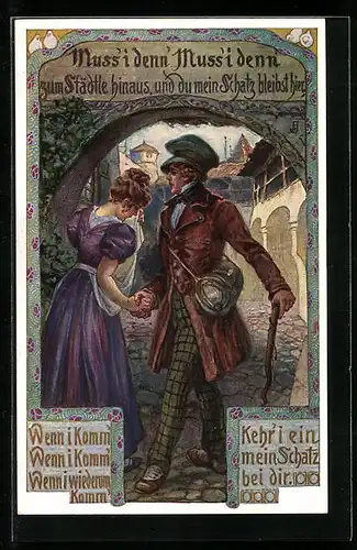 AK Frau verabschiedet sich von Mann und weint