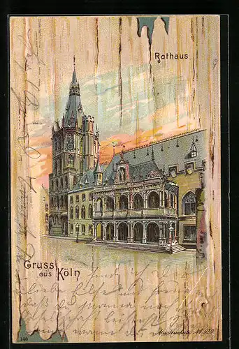 Lithographie Köln, Vor dem Rathaus
