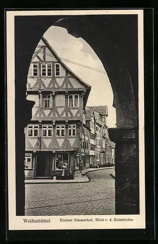 AK Wolfenbüttel, Kleiner Zimmerhof, Blick von d. Krambuden
