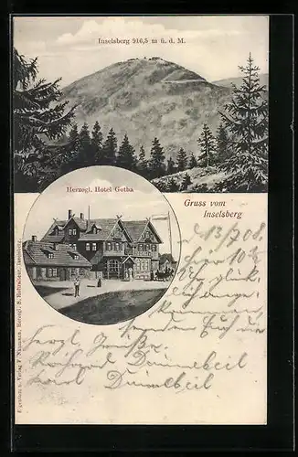 AK Inselsberg, Herzogl. Hotel Gotha, Panorama