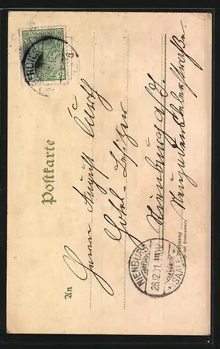 Lithographie Berlin, Passanten vor dem Neuen Dom