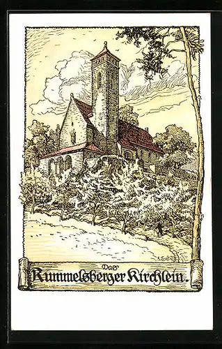 Künstler-AK Schwarzenbruck, Rummelsberger Kirchlein