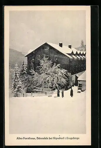 AK Bärenfels bei Kipsdorf /Erzgeb., Altes Forsthaus im Winter