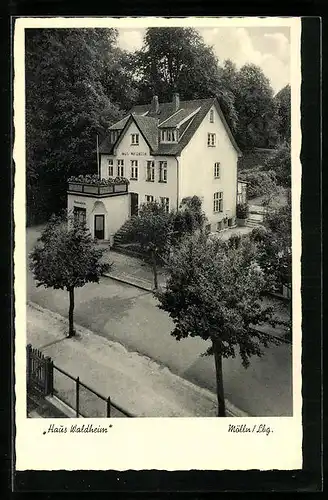AK Mölln /Lbg., Pension Haus Waldheim mit Strasse aus der Vogelschau