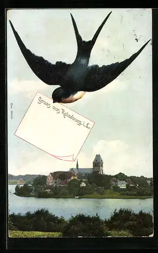 AK Ratzeburg i. L., Insel auf dem See, Briefschwalbe