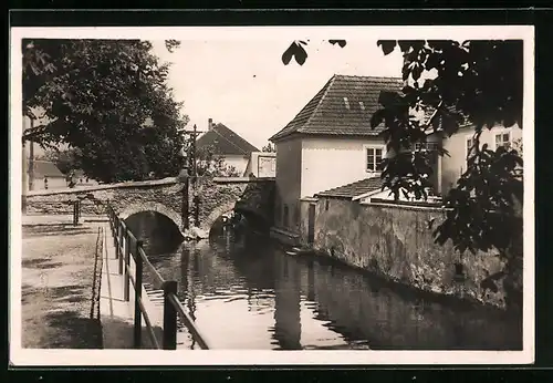 AK Vodnany, Flusspartie mit Brücke