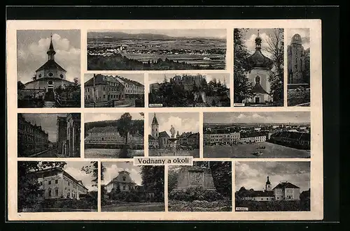 AK Vodnany, Gesamtansicht, Kirche, Marktplatz