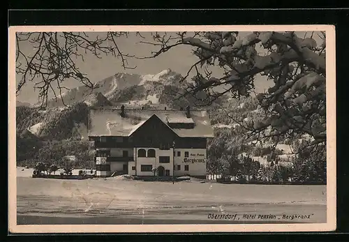 AK Oberstdorf /Allg., Hotel-Pension Bergkranz im Winter