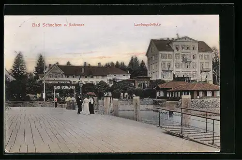 AK Bad Schachen /Bodensee, Partie an der Landungsbrücke