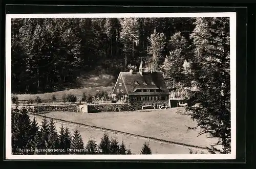 AK Rittersgrün /Erzgeb., Bezirks-Jugendherberge aus der Vogelschau