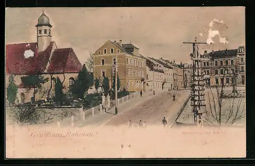 AK Rabenau, Marktplatz mit Kirche