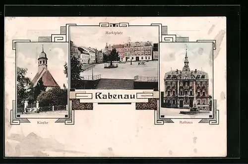 AK Rabenau, Marktplatz, Kirche und Rathaus