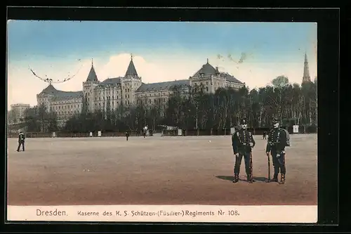 AK Dresden-Neustadt, Kaserne des Schützen-Regiments Nr. 108