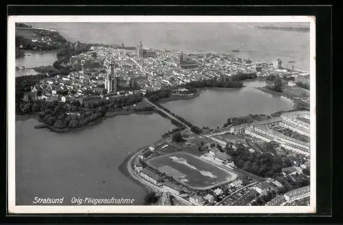 AK Stralsund, Fliegeraufnahme der Stadt